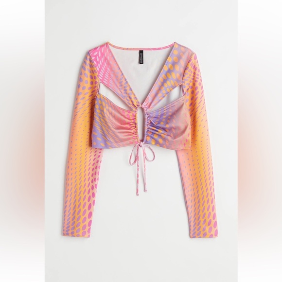 Multicolor Cut-Out Crop Top - Picture 1 of 10